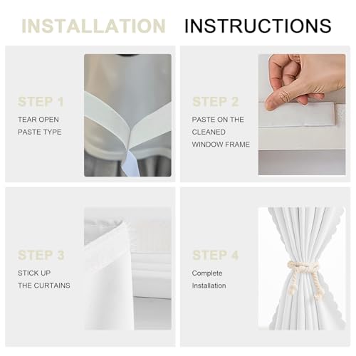 Adhesive Curtain (71"W x 84"L (Pack of 1) / White)