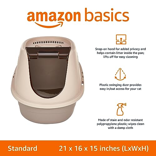 No Mess Hooded Enclosed Cat Litter Box with Odor Control and Swinging Door (Standard (Pack of 1))