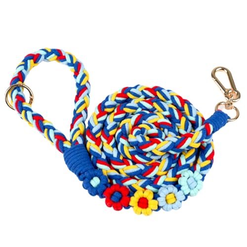 5FT Braided Cotton Rope Leash for Small (Colorful Carousel)