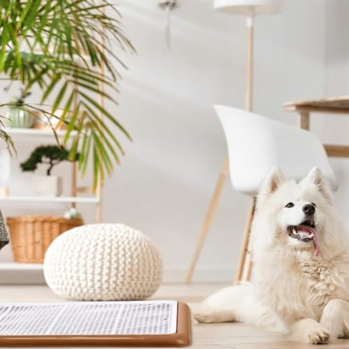Dog Pee Pad Holder Potty Tray Portable Dog Litter Box Toilet Training for Indoor Outdoor Small Medium Large Pet Puppy (Coffee / 25.59 x 18.9 Inches)