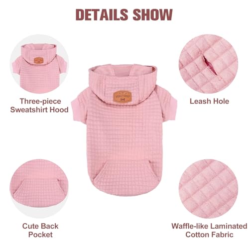 Dog Hoodies Sweater for Medium Dogs (Pink / M (Back: 16",Chest: 22", Neck: 13"))