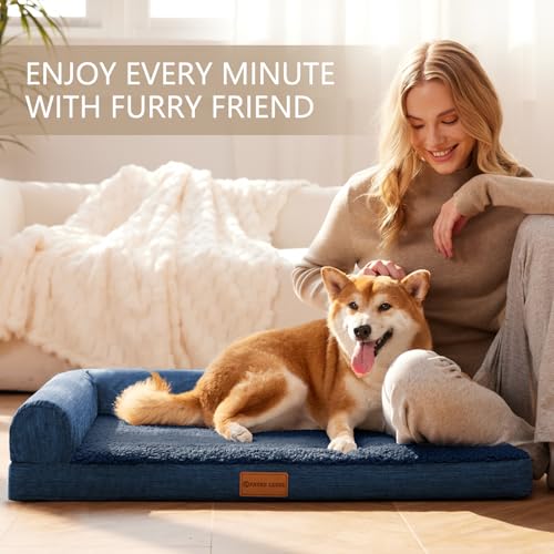 Orthopedic Large Dog Bed Washable Pet Sofa Bed 42X28 Navy Blue (Navy Blue / 42"L x 28"W x 3.5"Th)