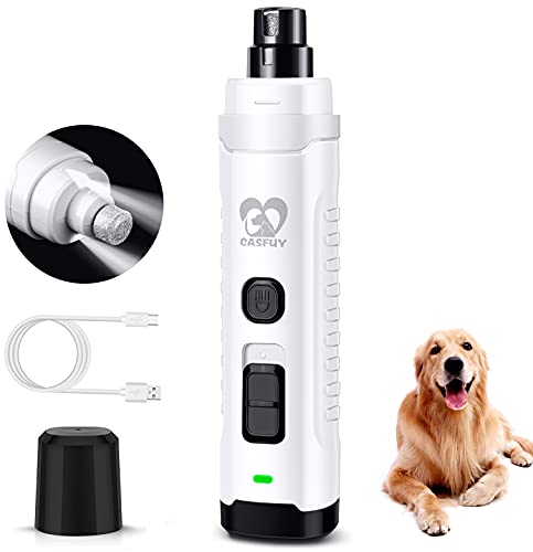 Dog Nail Grinder with 2 LED Light for Large Medium Small Dogs (White)