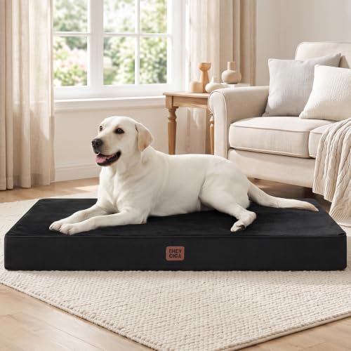 Large Memory Foam Dog Crate Bed Washable (Black / 35*23*3 Inches)