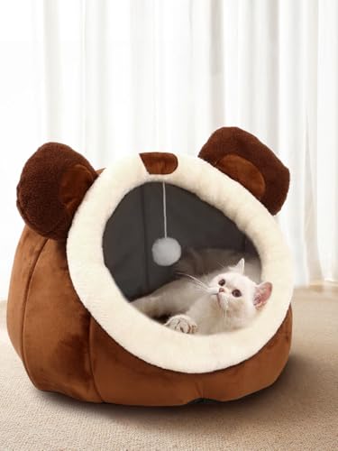 Cat Beds for Indoor Cats (Bear Brown / L)