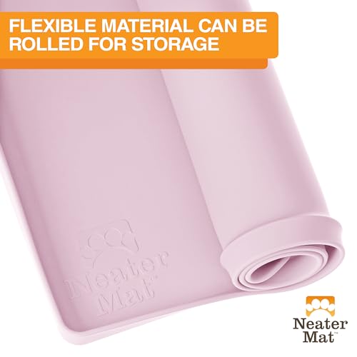 Neater Mat Pet Mats for Food and Water (24"L x 16"W / Light Pink)