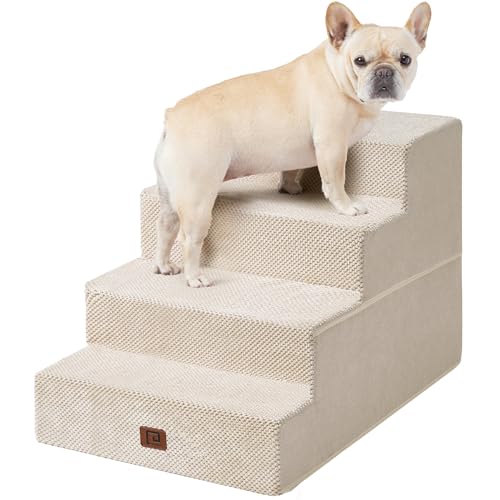 Dog Stairs for Bed 20" H (Beige / Extra Wide 16.5" x 28" x 20")