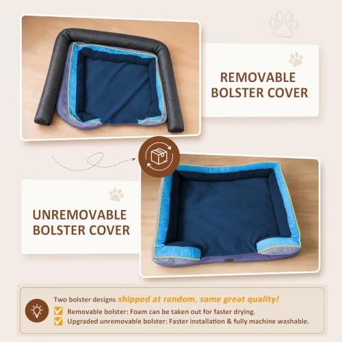 Orthopedic Dog Bed for Extra Large Dogs with Bolster (42.0"L x 30.0"W x 8.5"Th / Hidden Bay)