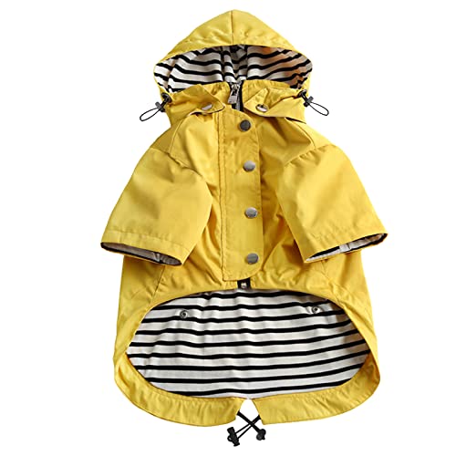 Dog Zip Up Raincoat with Reflective Buttons (Large / Yellow)