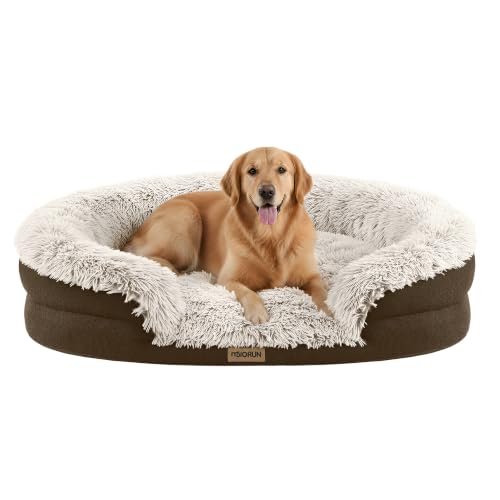 Fluffy Orthopedic Dog Beds Large Sized Dog (Coffee / L(43", UP to 90lbs))
