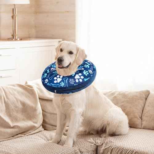 Dog Cone Alternative After Surgery (Blue Footprints / S(Neck 11"-13"))
