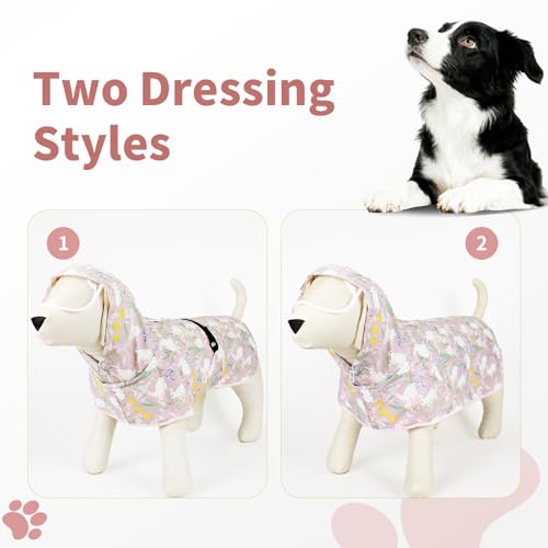 Dog Raincoat Dog Rain Jacket Poncho with Hood and Leash Hole (Pink / 4XL(50-55lbs))