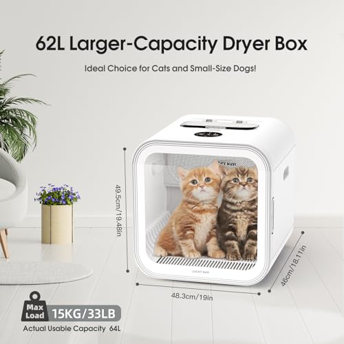 Automatic Pet Dryer Box for Cats and Small Dogs (62L)