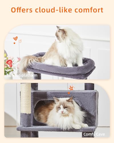 Cat Tree 49In Cat Tower for Indoor Cats Large Adult (Smoky Gray / 49.2 Inches)
