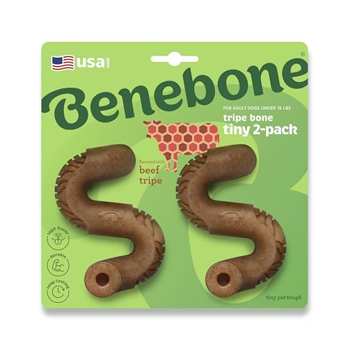 Tiny 2 Pack Tripe Bone Durable Dog Chew Toy for Aggressive Chewers (REAL Beef / Tiny 2-Pack)