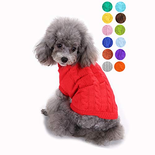 Dog Sweater Soft Warm Turtleneck Knitted Clothes for Small Medium Large Pet (Red / XX-Large)