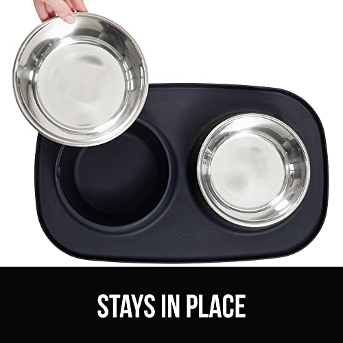 Dog Bowl Set with Feeding Mat (Black / 3 Cup Bowls)