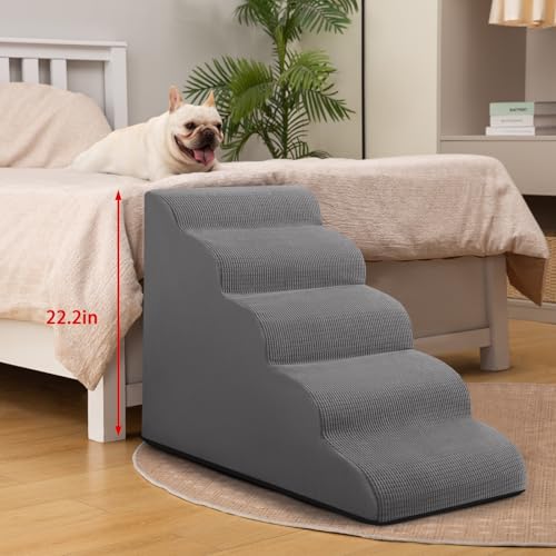 Dog Stairs for High Bed (Grey / Standard 5-Step 22.2"H)