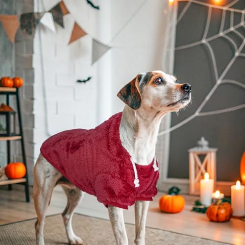 Fleece Dog Sweaters Hoodie for Small Medium Large Dogs Girls Boys (Medium / Burgundy)
