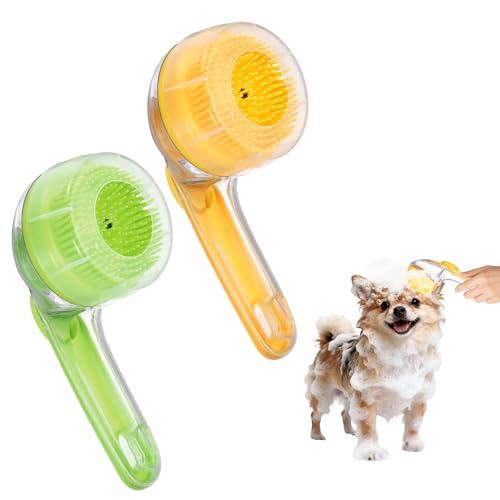 2Pcs Pet Bath Brush (Yellow/Green)