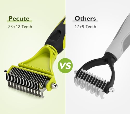 Double Sided Undercoat Rake for Dogs & Cats with Thick Double Coats (Green(Double-Sided))