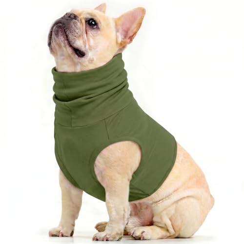 Dog Snood Medical Shirt Turtleneck Dog Neck Wound Protector (OliveDrab / M(Chest: 20.5"))