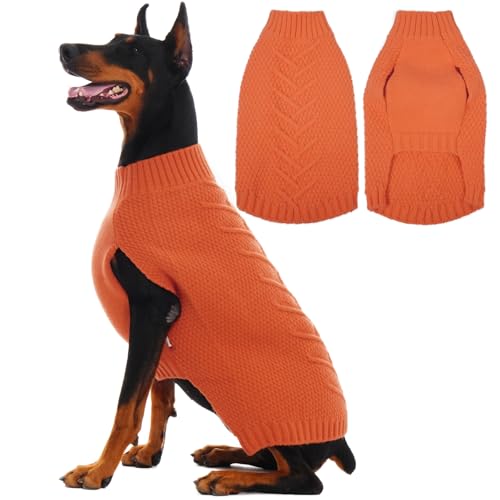 Extra Large Dog Sweater (XXX-Large(Chest:31.5 in) / Orange)