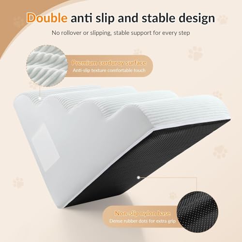 Dog Stairs for Bed Up to 24" H (Beige / 4-Steps)