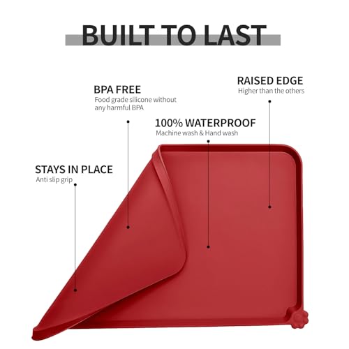 Silicone Pet Feeding Mat (Red / 24" x 16")