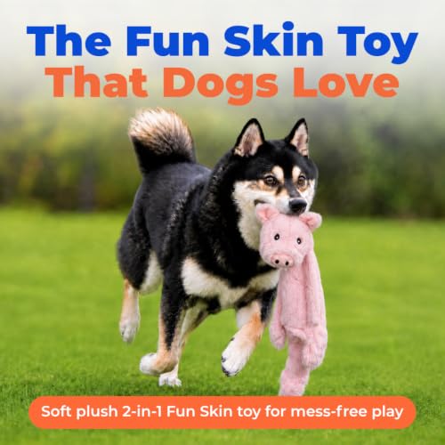 2-in-1 Stuffless Squeaky Dog Toy - Pig, Medium (Pig / Medium)