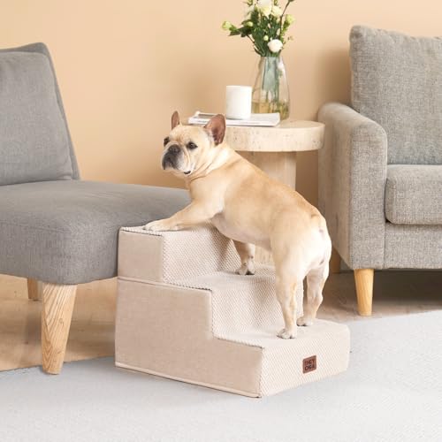 Dog Stairs for Small Dogs 13.5" H (Beige / Standard 15" x 18" x 13.5")