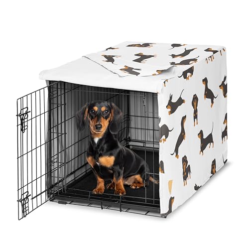 36in. Medium Dog Crate Cover (Brown Dachshund / 36.0"L x 23.5"W x 24.0"H)