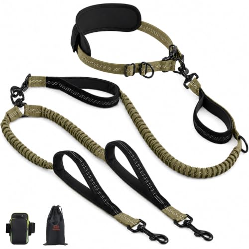 Hands Free Double Dog Leash (Khaki)