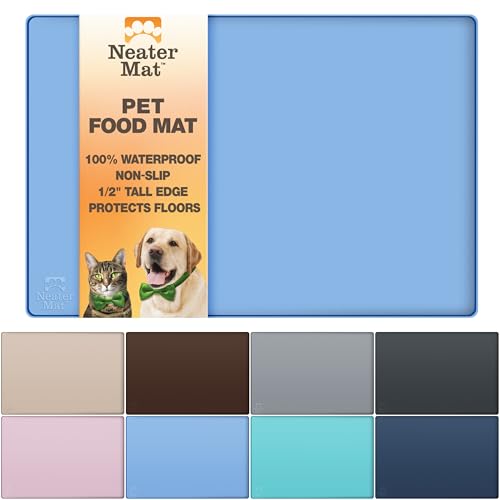 Neater Mat Pet Mats for Food and Water (32"L x 24"W / Light Blue)