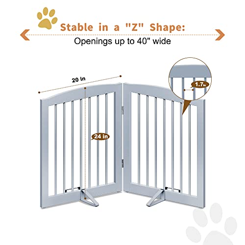 Freestanding Pet Gate for Dogs (24" Height-2 Panel / Gray)