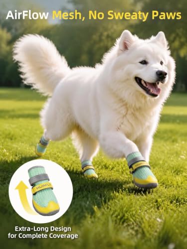 Dog Shoes Anti (Green-breathable-4pcs / Size 4（Width 2.17 inch）for 27.6-44.1 lbs)