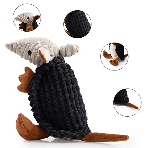 Armadillo Squeaky Puppy Dog Toys for Small Medium Dogs (8 IN / Black)