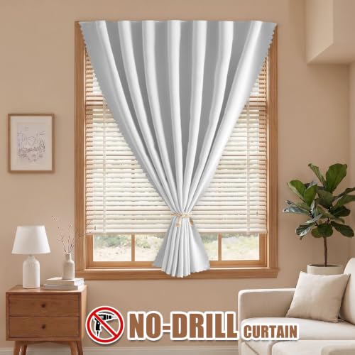 Self Adhesive Curtain (White / 47"W x 84"L (Pack of 1))