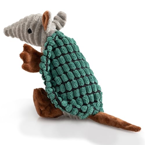 Armadillo Squeaky Puppy Dog Toys for Small Medium Dogs (8 IN / Deep Green)