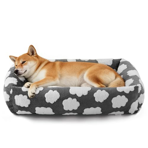 Large Dog Beds Large Sized Dog (Cozy Clouds Grey / L (36"x27"x8"))