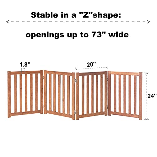 Wooden Free Standing Dog Gate 80" W x 24" H (Brown Oak / 80"W x 24"H)