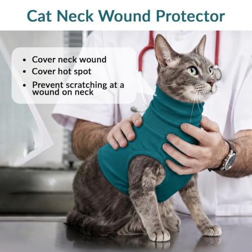 Cat Neck Protector Wound Cover (Turquoise / XS(Chest: 14.2"))