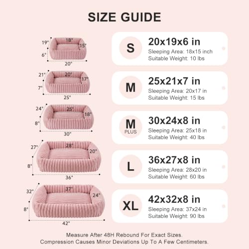Dog Bed for Small Dogs (Pink / S (20"x19"x6"))