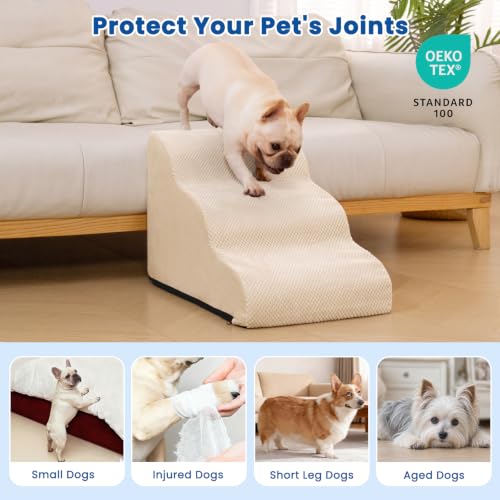 Dog Stairs for Small Dogs & Cats (Beige)