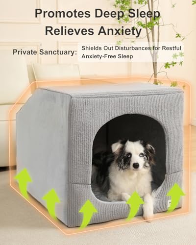 Indoor Dog House Large Sized Dog Tent with Covered Dog Bed 36x26in (X-Large (36"L x 26"W x 26"Th))