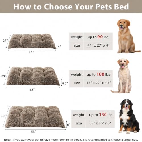 Dog Bed for Large Dogs (Khaki / 3XL(53x36 inch))