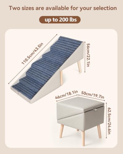 22" 6 Step Dog Ramp for High Bed (Grey / 22.1" H)