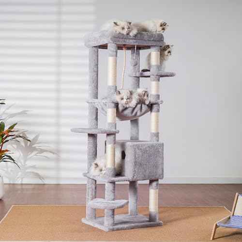 Cat Tree for Large Cats (Light Gray / 60 inch)