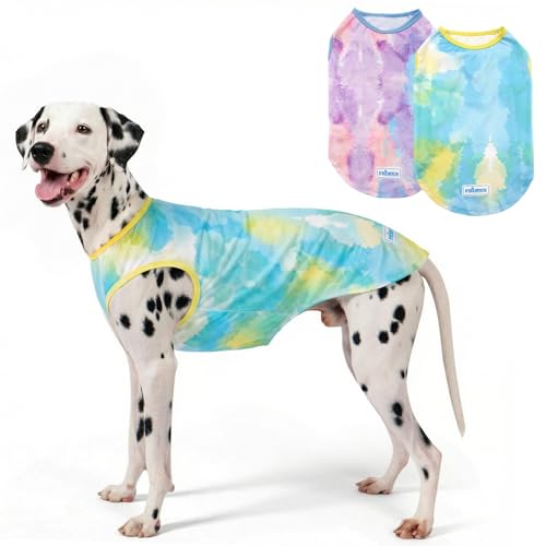 2Pack Sun Protection Dog Cooling Shirt for Medium Dogs (XX-Large (40-55lbs) / Purple+Blue)