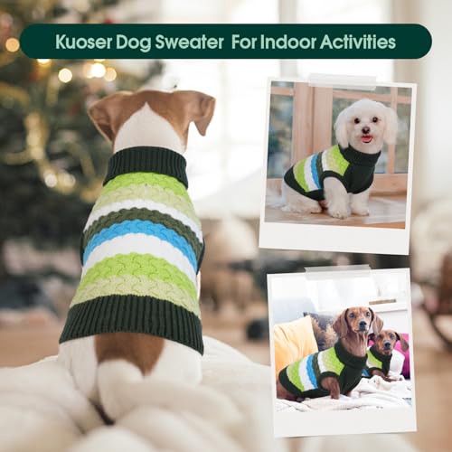 Dog Sweater Christmas Dog Sweaters for Extra Small Dogs Soft Warm Doggie Sweater Colorful Cable Knitted Vest (X-Small (Chest: 11.8''; Weight: 2 - 5LB) / Green)